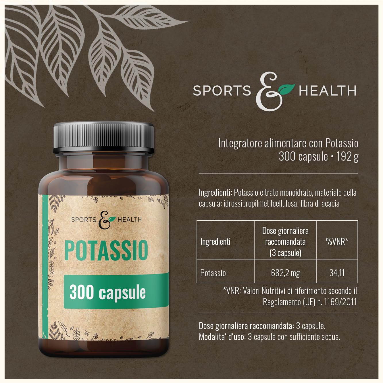 Capsule di Potassio Citrato - 300 Capsule - Vegan - 682,2mg per Dose Giornaliera - Citrato di integratore potassio integratore, Potassium Citrate, Citrato-di-potassio
