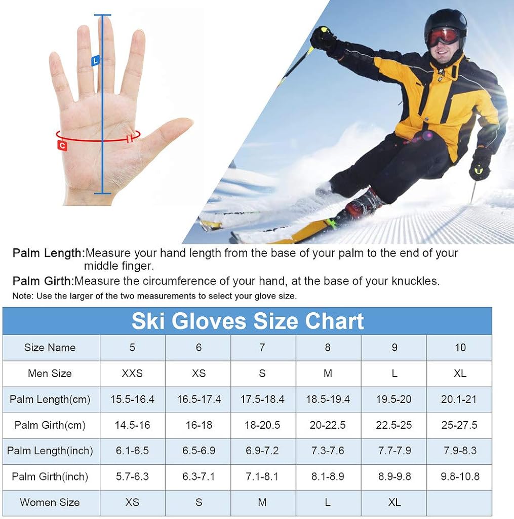 Unigear Ski Gloves Waterproof Touchscreen Snowboard Gloves, Warm Winter Snow Gloves for Cold Weather, Fits Both Men & Women : Clothing, Shoes & Jewelry