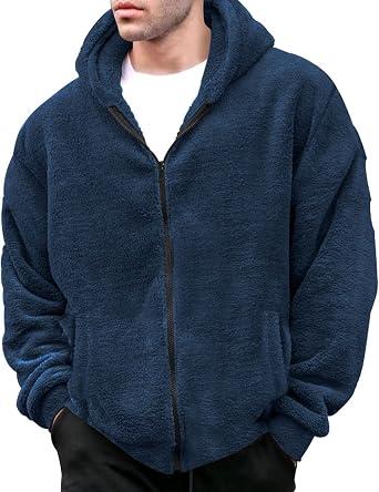 Legou Mens Jacket Reversible Fleece Warm Hooded Jacket