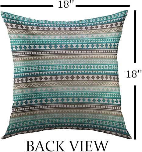 Miniatura 2 de Mugod Funda de almohada decorativa para sofá, azul, turquesa, verde azulado, gris, tribal, azteca, blanco, hipster, decoración del hogar, funda de