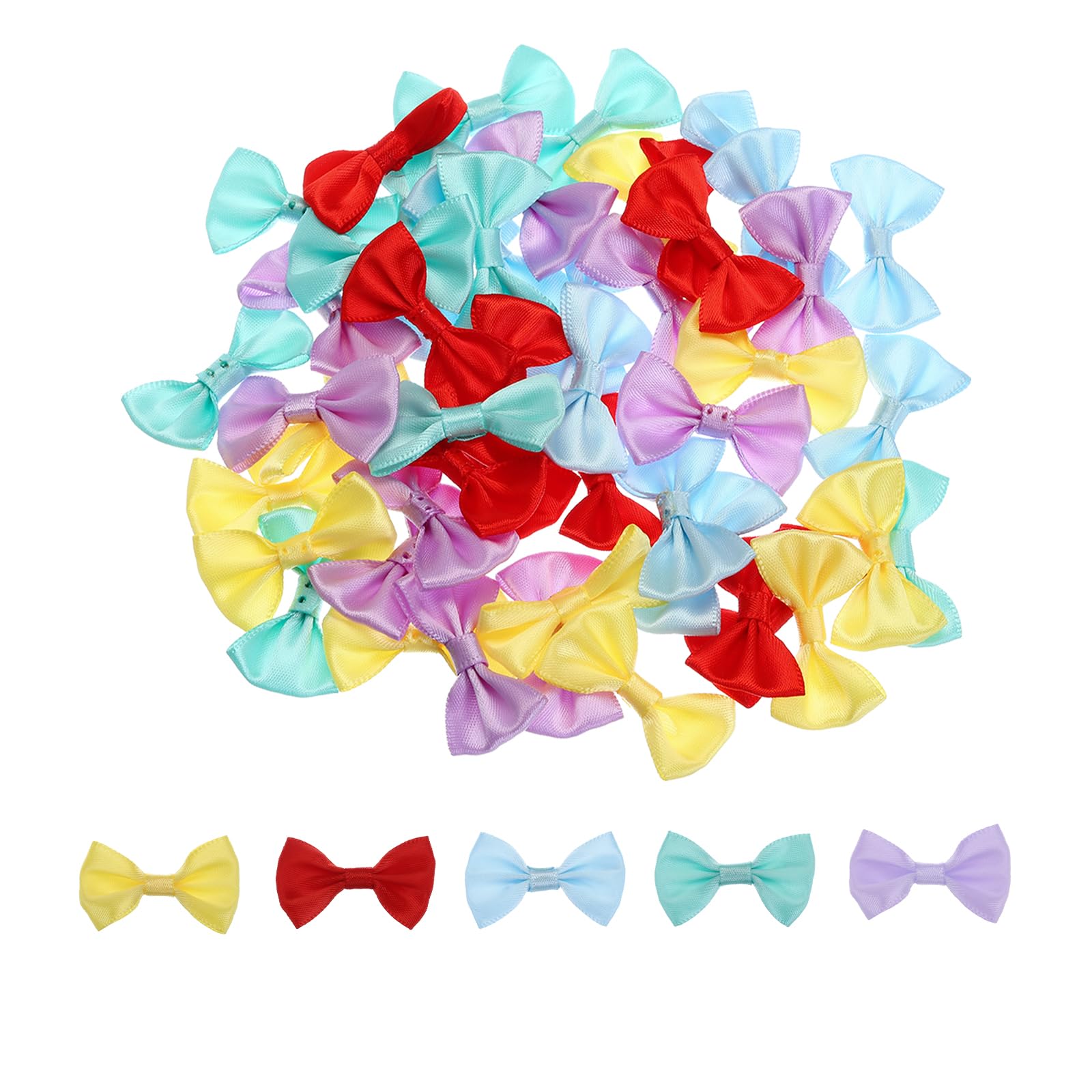 QUARKZMAN 50Pcs Nœud Papillon Multicolore 3.8 x 2.5cm Mini Nœud Papillon pour l'Artisanat Petit Nœud en Satin en Vrac pour Bricolage Couture Scrapbooking Cadeau de Mariage