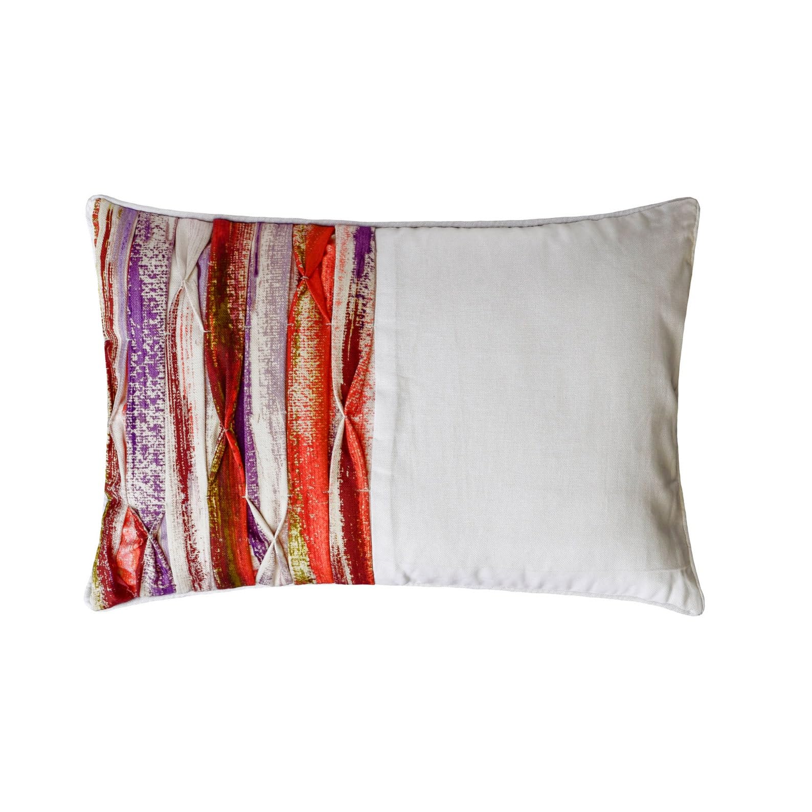 The HomeCentric Decorative White Pack of 2, 30x50 cm (12"x20") Lumbar Cushion Covers, Linen Pintucks & Textured Lumbar Cushion Covers, Abstract Pattern Modern Style - Adwin