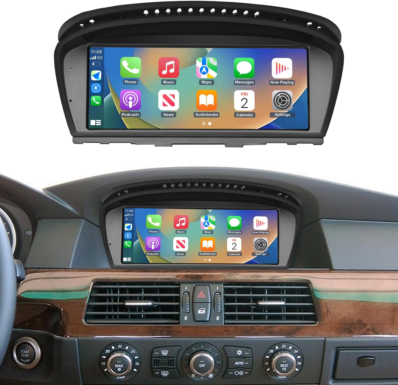 NINETOM 2026 Upgraded 8.8" Touchscreen Wireless CarPlay Android Auto Receiver Compatible with BMW 3 Series & 5 Series (2003-2008), CCC System – E60 E61 E90 E91 E92 E93