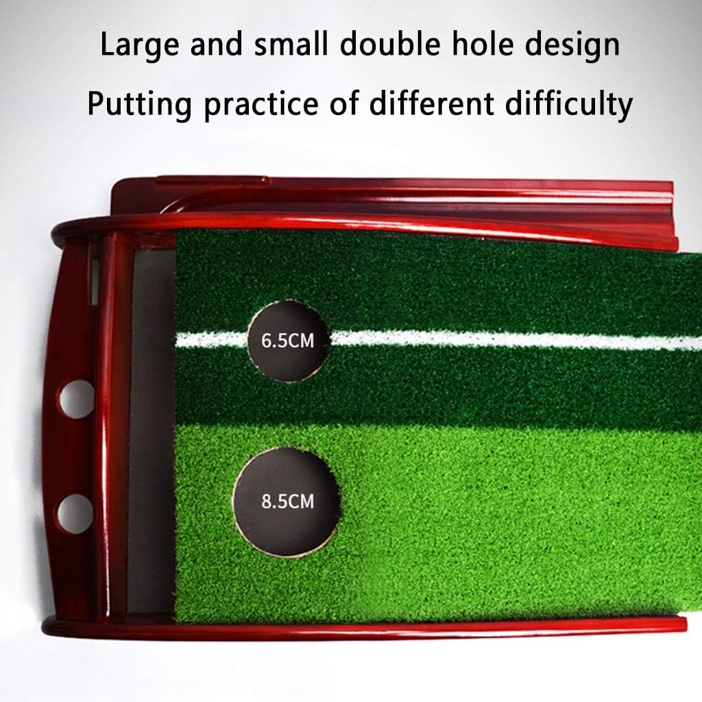 Golf Putting Mat Green, Solid Wood Professional Portable Putter Exerciser Set, Bring Back The Ball Track, for Indoor Golf Training (Color : Style 2, Size : 3.50.3m) (Style 1 3.5 * 0.3m)