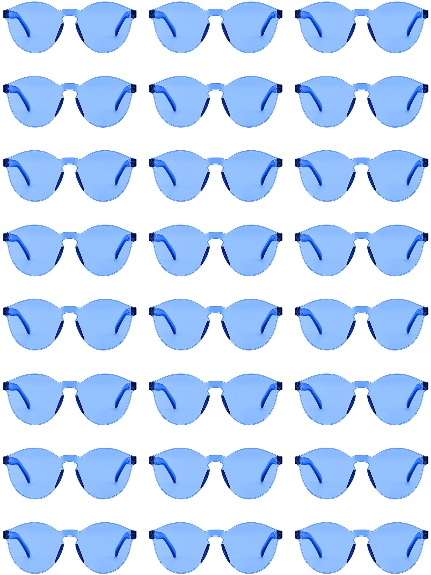 Hoteam 24 Pairs Rimless Round Sunglasses Bulk Tinted Party Sunglasses Transparent Candy Color Eyewear for Party