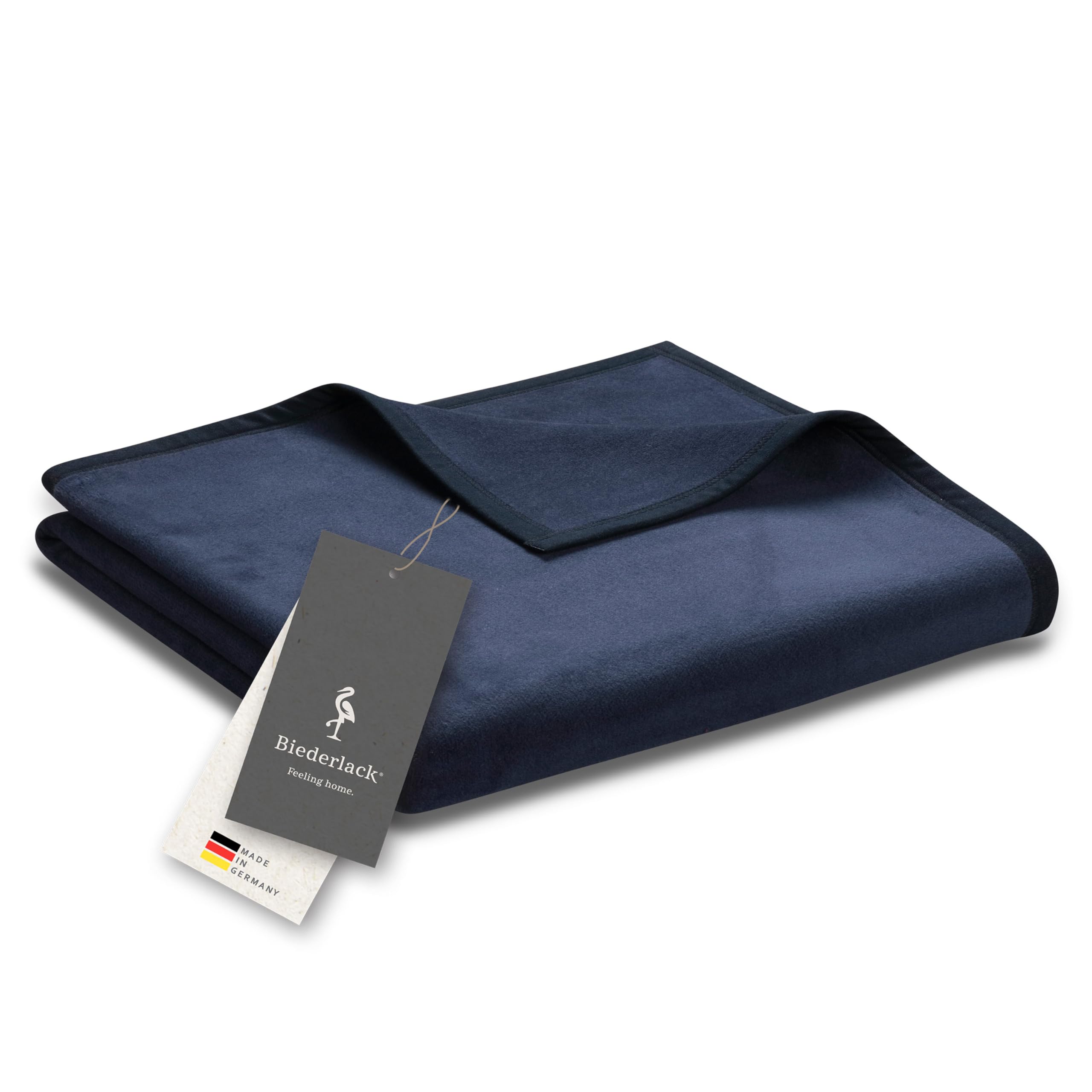 biederlack® flauschig-weiche Kuscheldecke aus Baumwolle & Polyacryl I Made in Germany I Öko-Tex Made in Green I nachhaltig produziert I einfarbige Wohndecke Cotton Uni - Dunkel-Blau in 150x200 cm