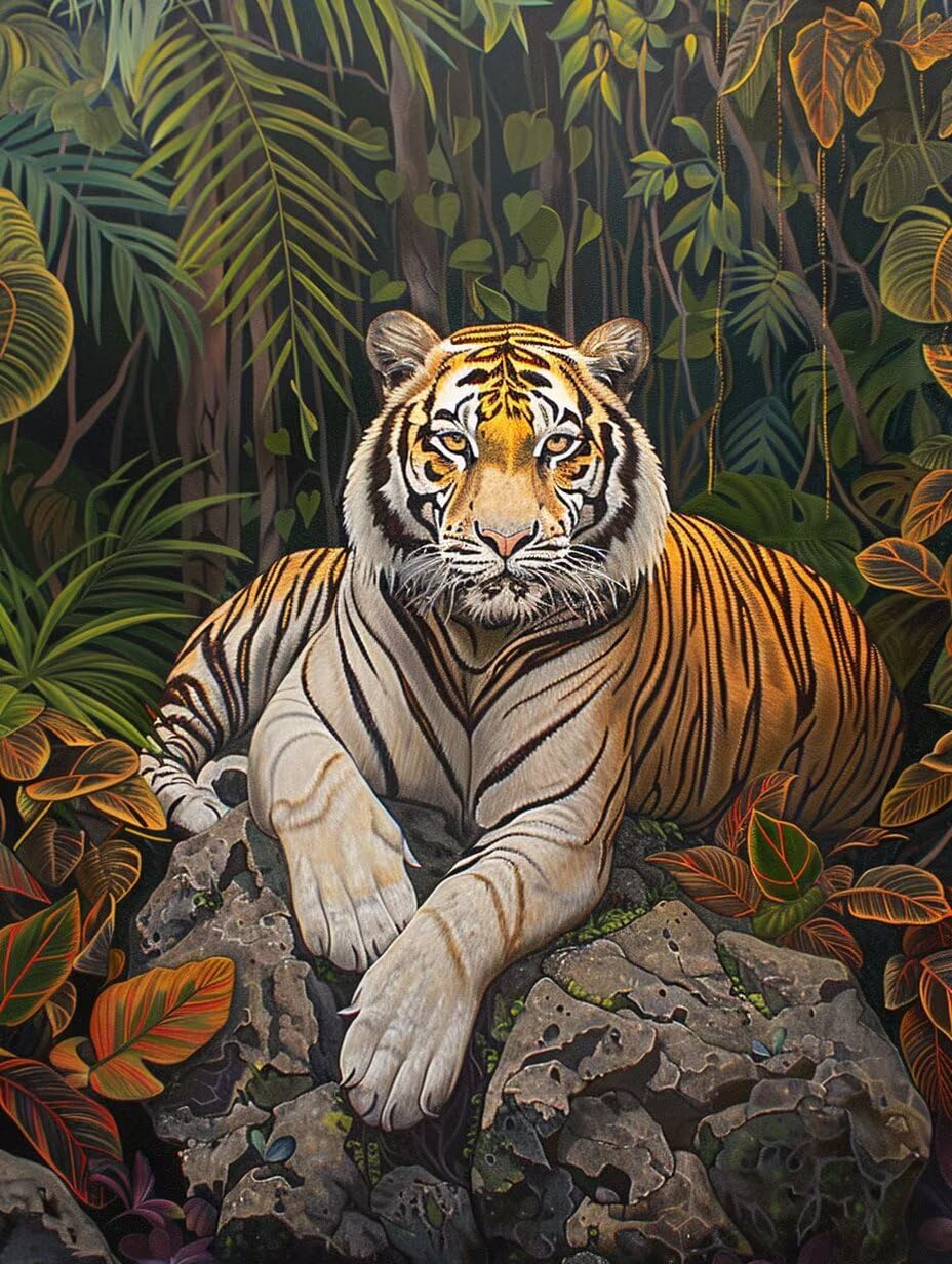 Tigre Diamond Painting Adulti 100x130cm, 5D Diamond Painting Kit 5-1321 | Pianta DIY Disegni con Perline da Attaccare, Kit Pittura Adulti, Diamantini Crystal Art, Decorazioni Casa Regalo Donna