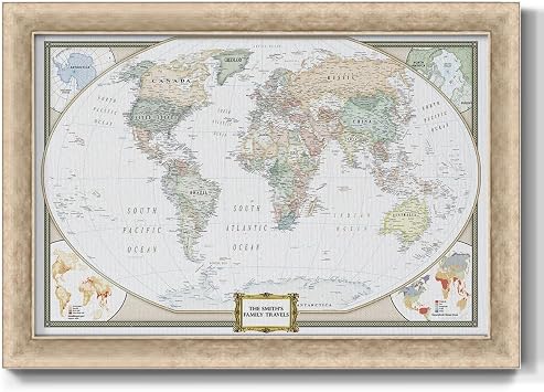 Renditions Gallery Customized World Travel Map with Pins Personalized Wall Art to Mark Every Journey An Unforgettable Gift for Adventurers Made in America LT600