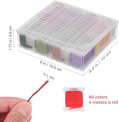 Miniatura 2 de EXCEART Kit de hilo de bordar, 1 caja, hilo de punto de cruz, 80 colores, pulsera de la amistad, manualidades, hilo de hilo de cruz, kits de punto