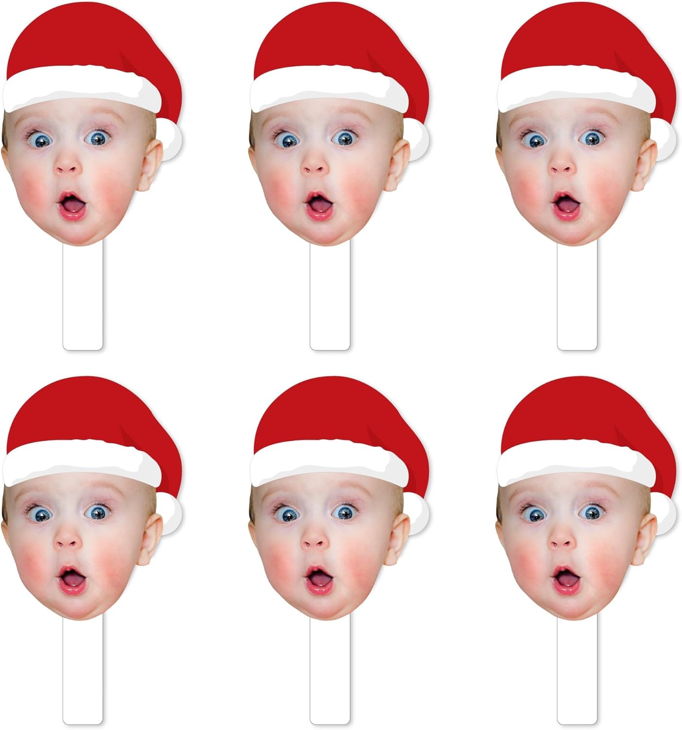 Big Dot of Happiness Custom Photo Jolly Santa Claus - Christmas Party Head Cut Out Photo Booth and Fan Props - Fun Face Cutout Paddles - Set of 6