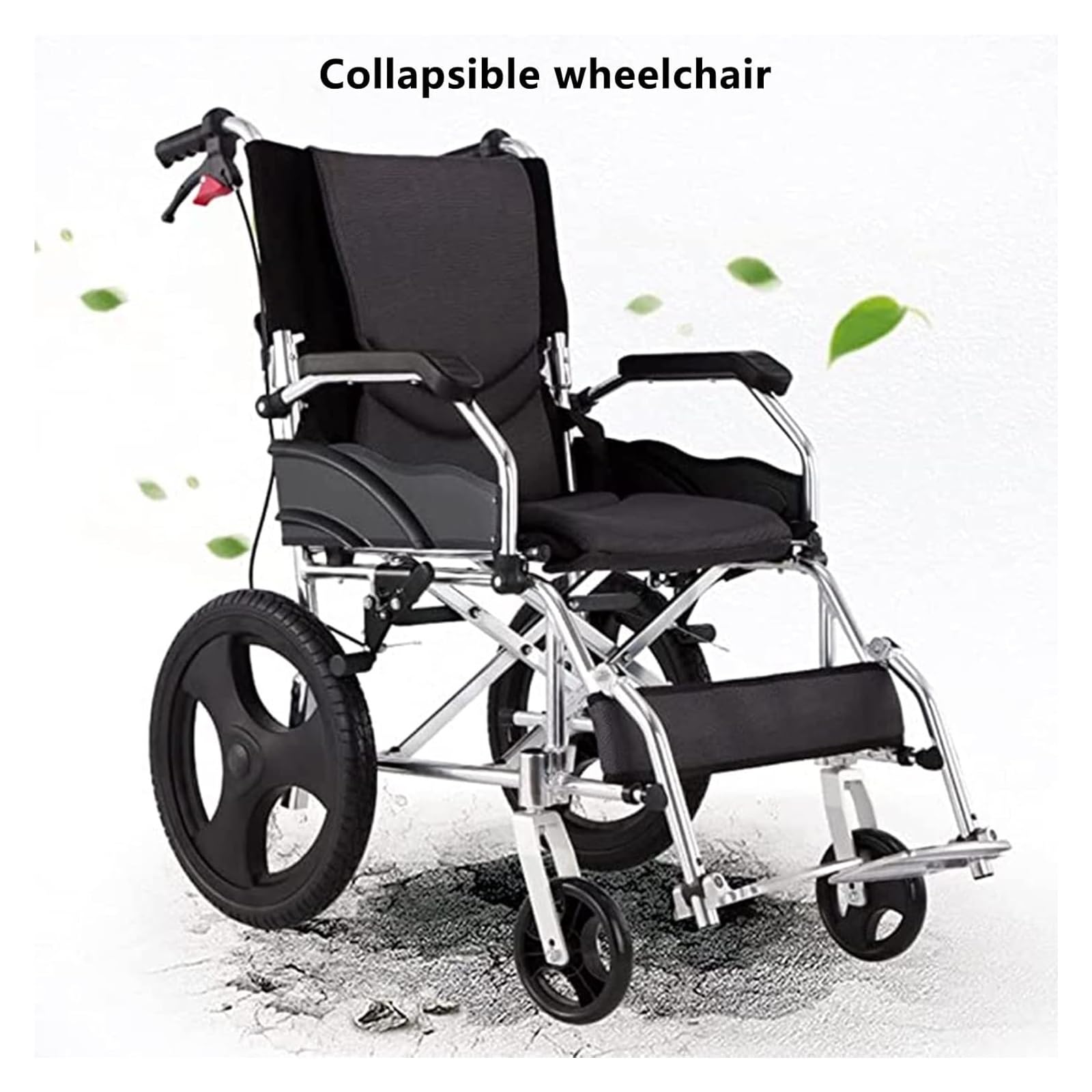 Sedia a rotelle pieghevole in alluminio leggero con braccioli a tutta lunghezza e poggiapiedi oscillante per una facile mobilità e comfort