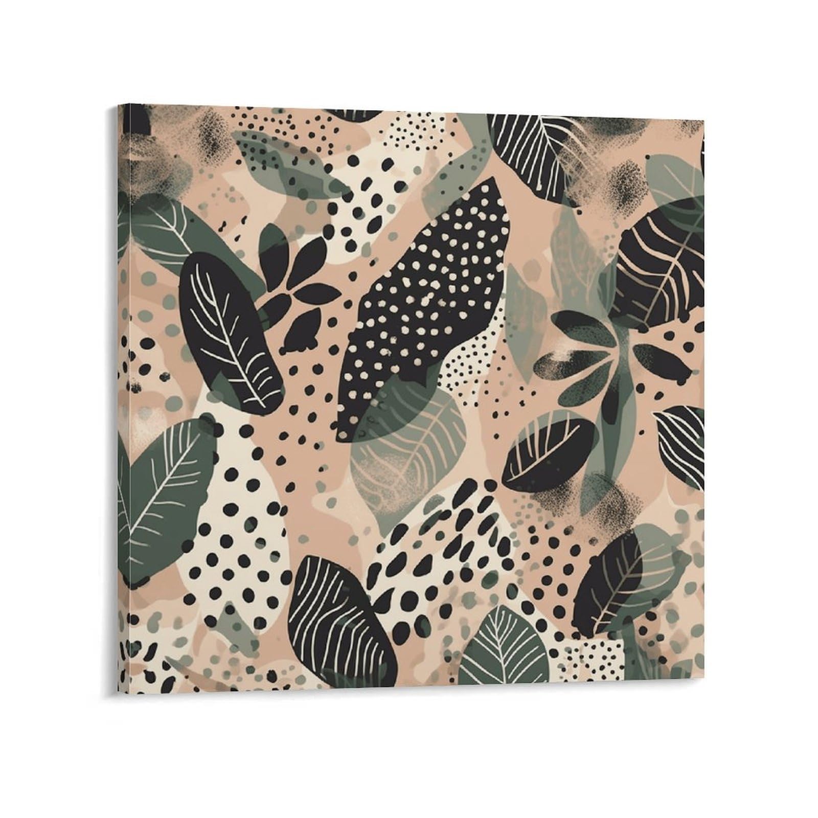 KLOPH Leaf Pattern Canvas Wall Art for Living Room 10x10inch Modern Artwork Painting for Bathroom Hanging Canvas Prints Aesthetic Wallart for Bedroom Kitchen Office Wall Decor