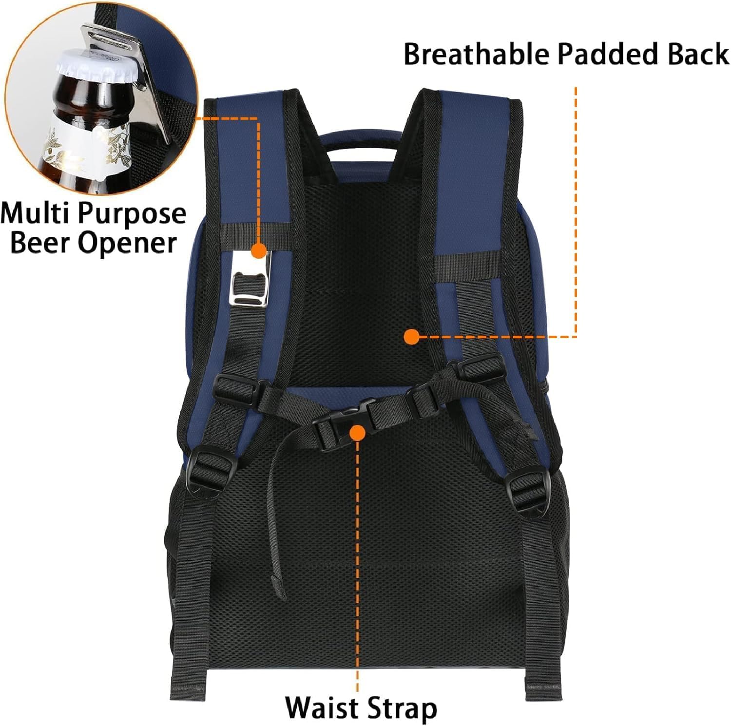 MATEIN Zaino Termico porta Pranzo, Borsa Termica con Scomparto Termico 34L Grande Capacità, Impermeabile Zaini per Picnic, Lavoro, Spiaggia, Campeggio, Escursionismo, Regalo per Uomo Donna, Blu