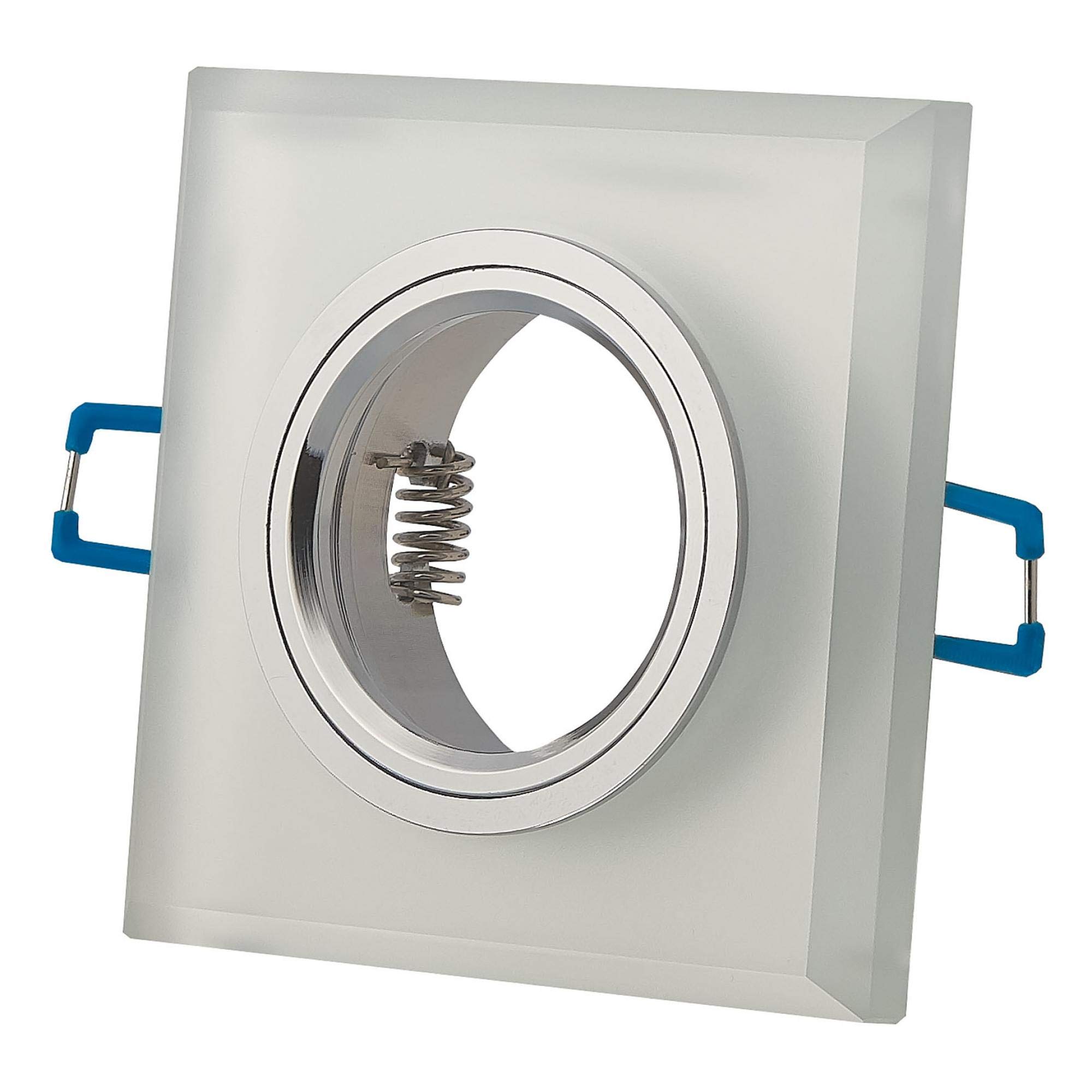 12x Einbaurahmen Set Weiß-Matt eckig für Einbaustrahler aus Glas - Rahmen 90x90 für GU10 MR16 Leuchtmittel - 75mm Bohrloch Deckenstrahler Strahler Einbauspot Einbauleuchte