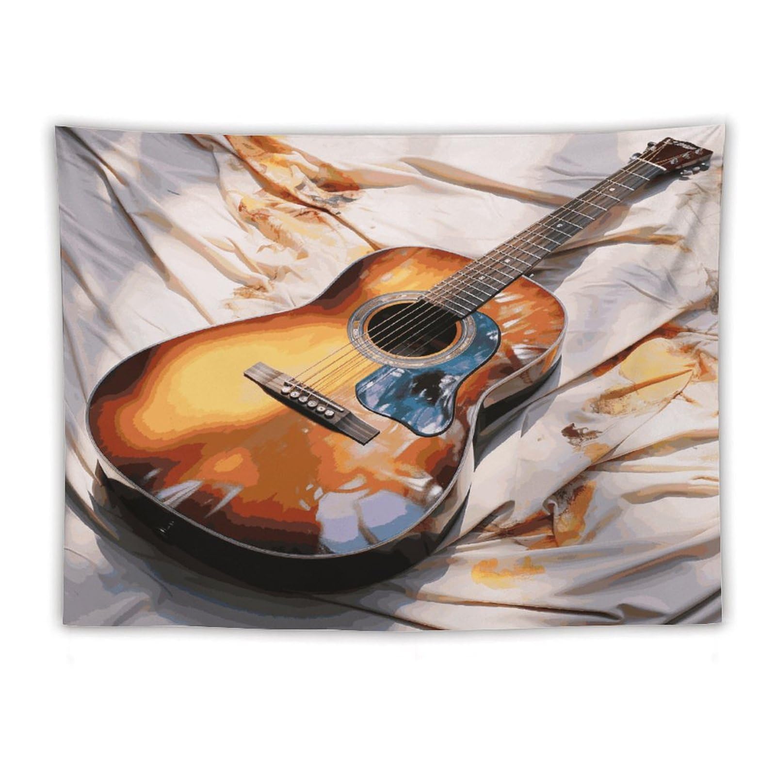 LDGSUPH Watercolor Acoustic Guitar Tapestry Wall Hanging Decor Anti-fading Aesthetic Wall Tapestries Fashion Wall Blanket Decor Modern Wall Art Tapestry for Bedroom Home Decor 60"x80"