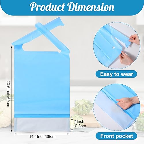 Miniatura 2 de Baberos desechables para adultos con recogedor de migas de 14.1 x 23.6 pulgadas, baberos para ancianos que comen un solo uso, protectores de ropa de