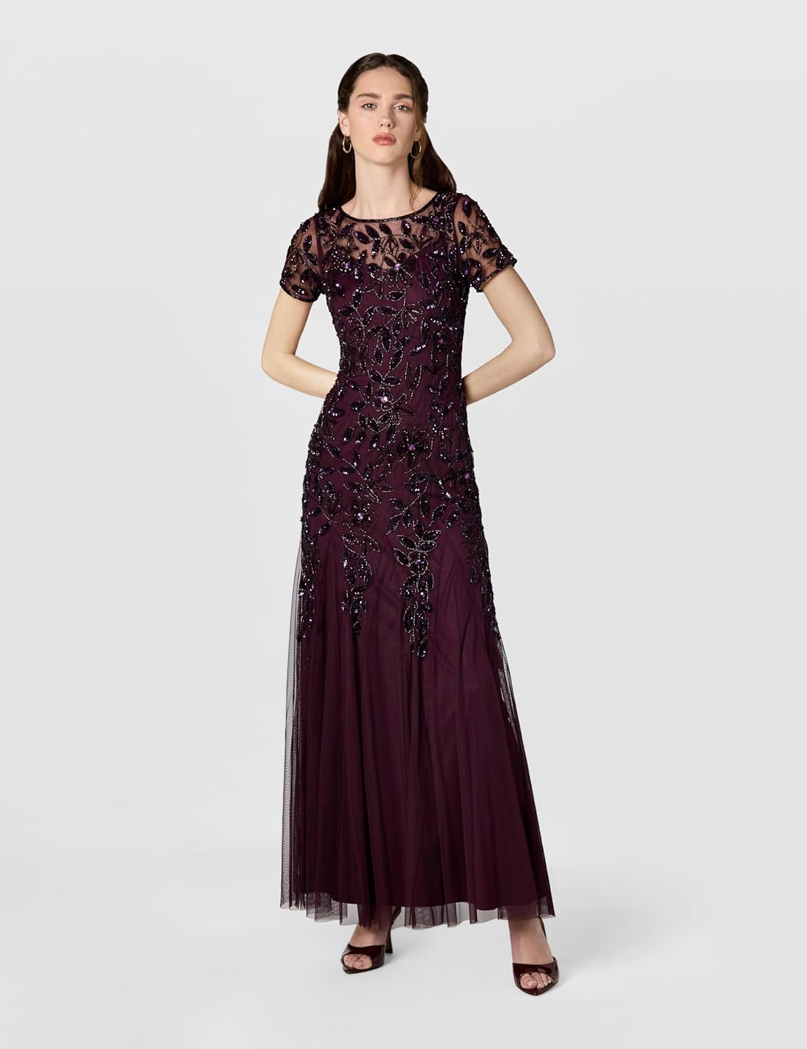 Adrianna Papell Womens Floral Beaded Godet Gown - Image 6