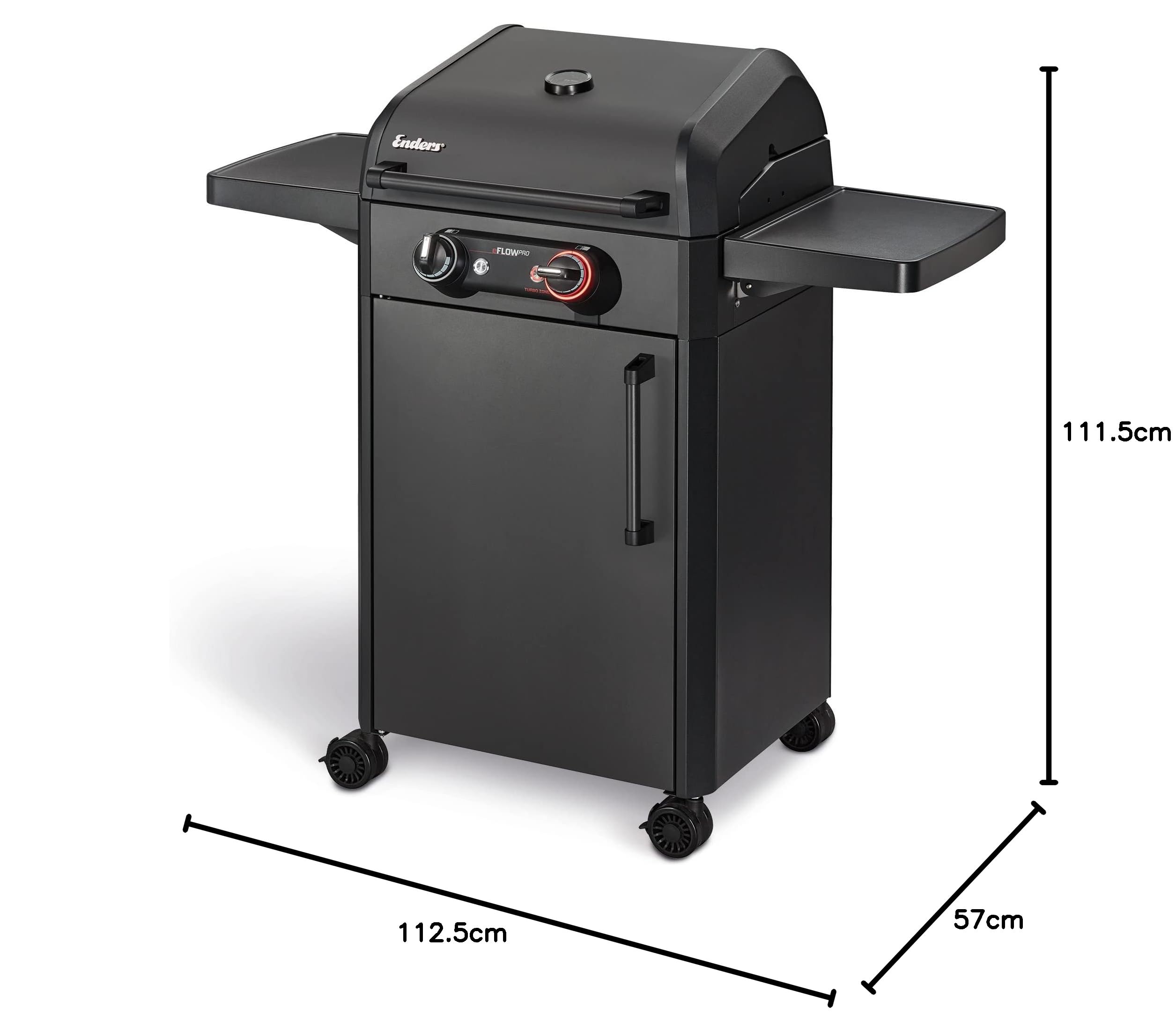 Enders Elektrogrill eFLOW PRO 2 TURBO SHADOW, Gussrost SWITCH GRID, TURBO ZONE für heiße Temperaturen, SIMPLE CLEAN Reinigungssystem, Aluguss an Garhaube & Brennkammer, Grillwagen #97126