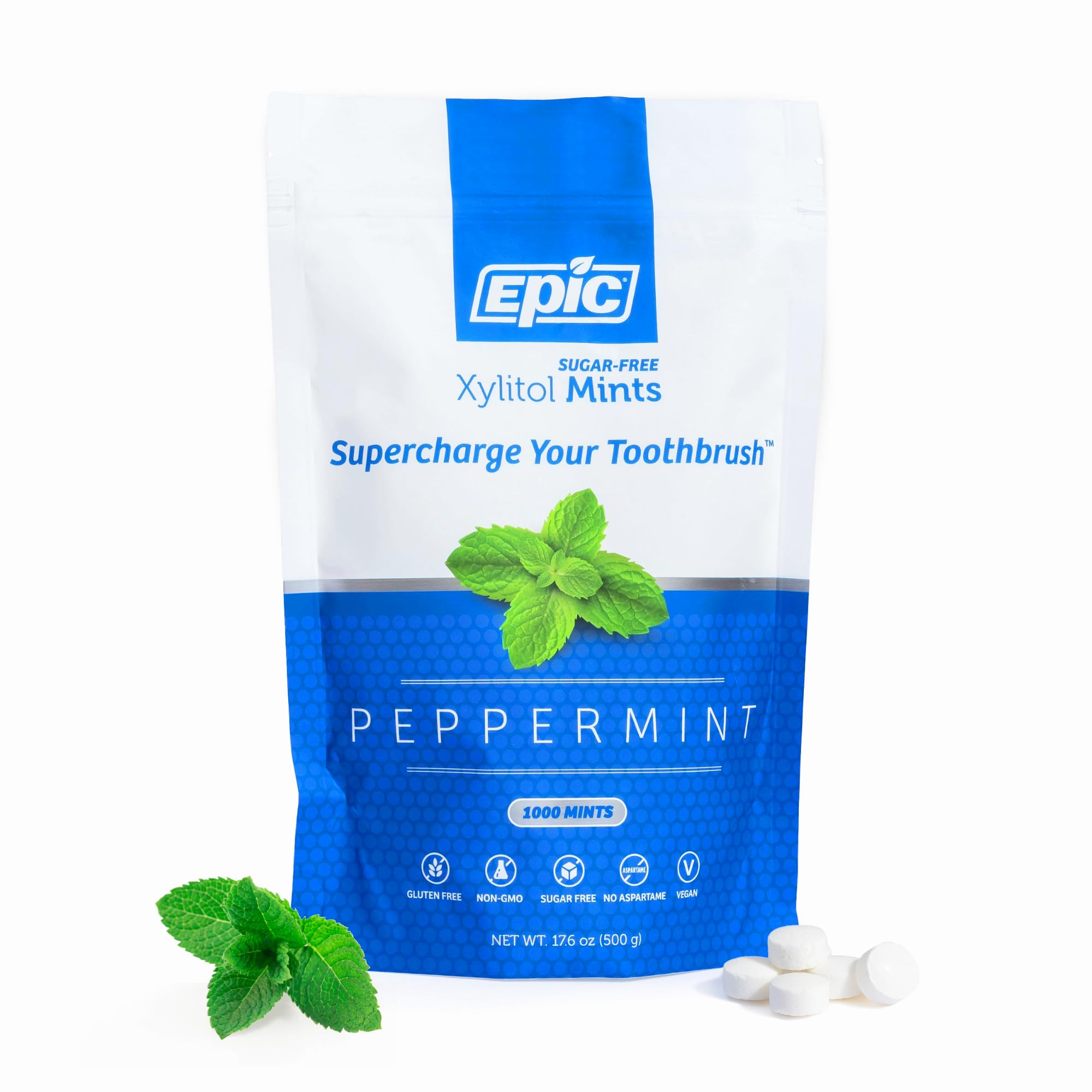 100% Xylitol Mints - Aspartame Free, Sugar Free - Peppermint Flavored Mints, 1000 Pieces (Pack of 1)