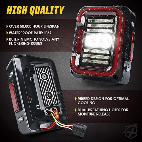 Miniatura 9 de Xprite Luces traseras LED con diseño novedoso en forma de "C", luz trasera de lente ahumada con funcionamiento y freno y señal de giro y luz de