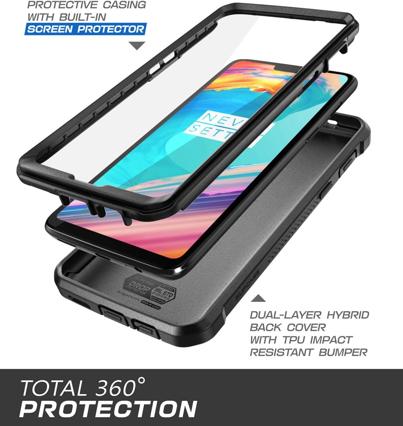 OnePlus 6 Unicorn Beetle Pro Rugged Holster Case-Black