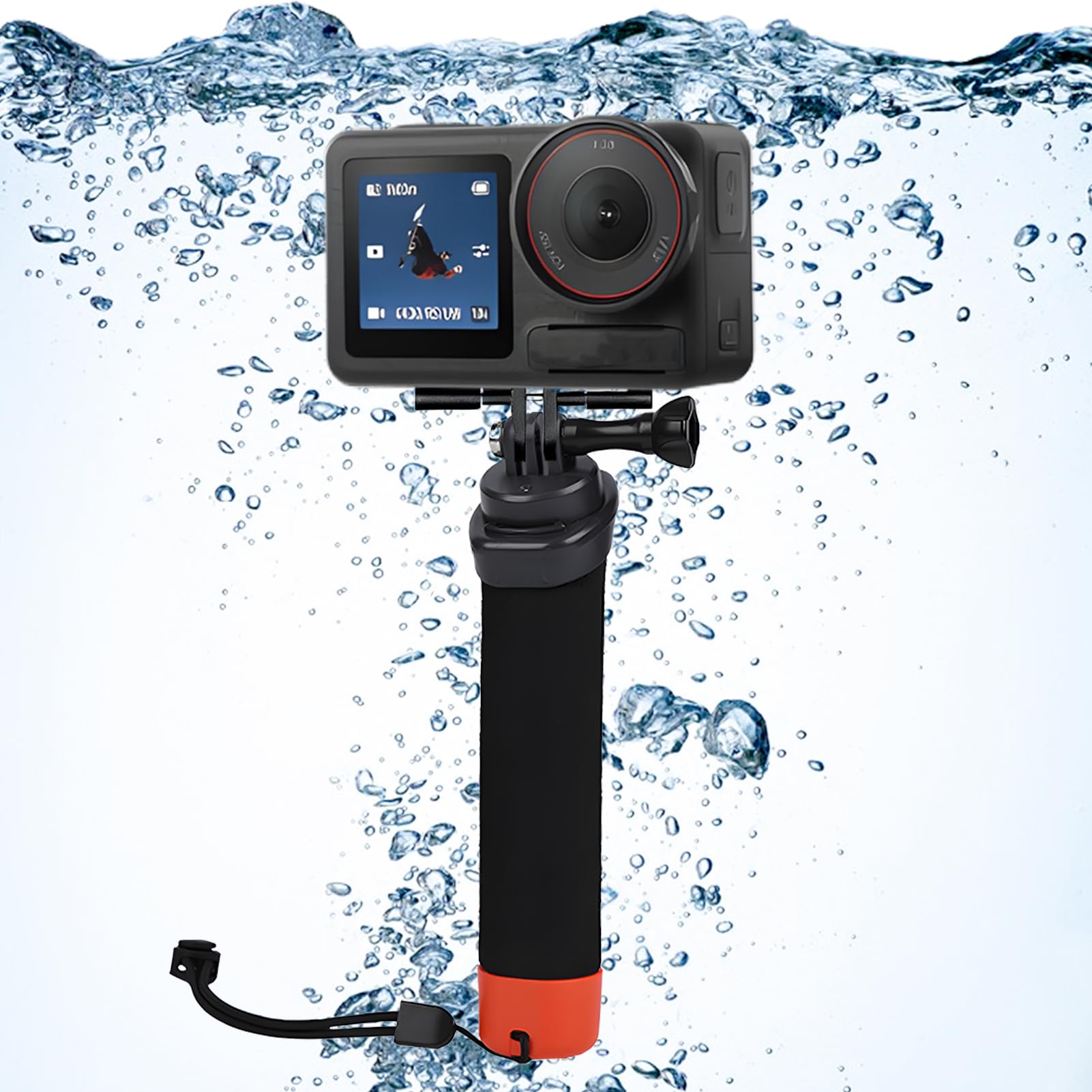 Poignée Flottante pour Caméra Sport, plongée sous-Marine Etanche Handler avec Dragonne et Corde élastique Anti-Perte pour Go Pro Hero 13/12/11/10/9/8/7/6 insta360 DJI Osmo et Autres caméras d'action