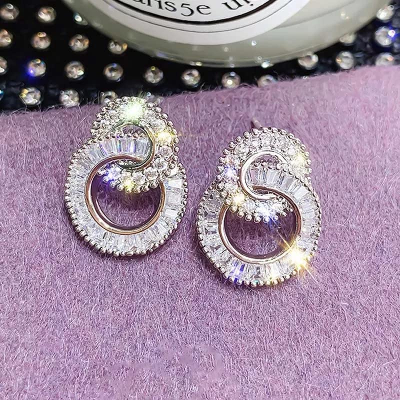 Boucles d'oreilles argent 925 strass ronds idée cadeau femme idéal