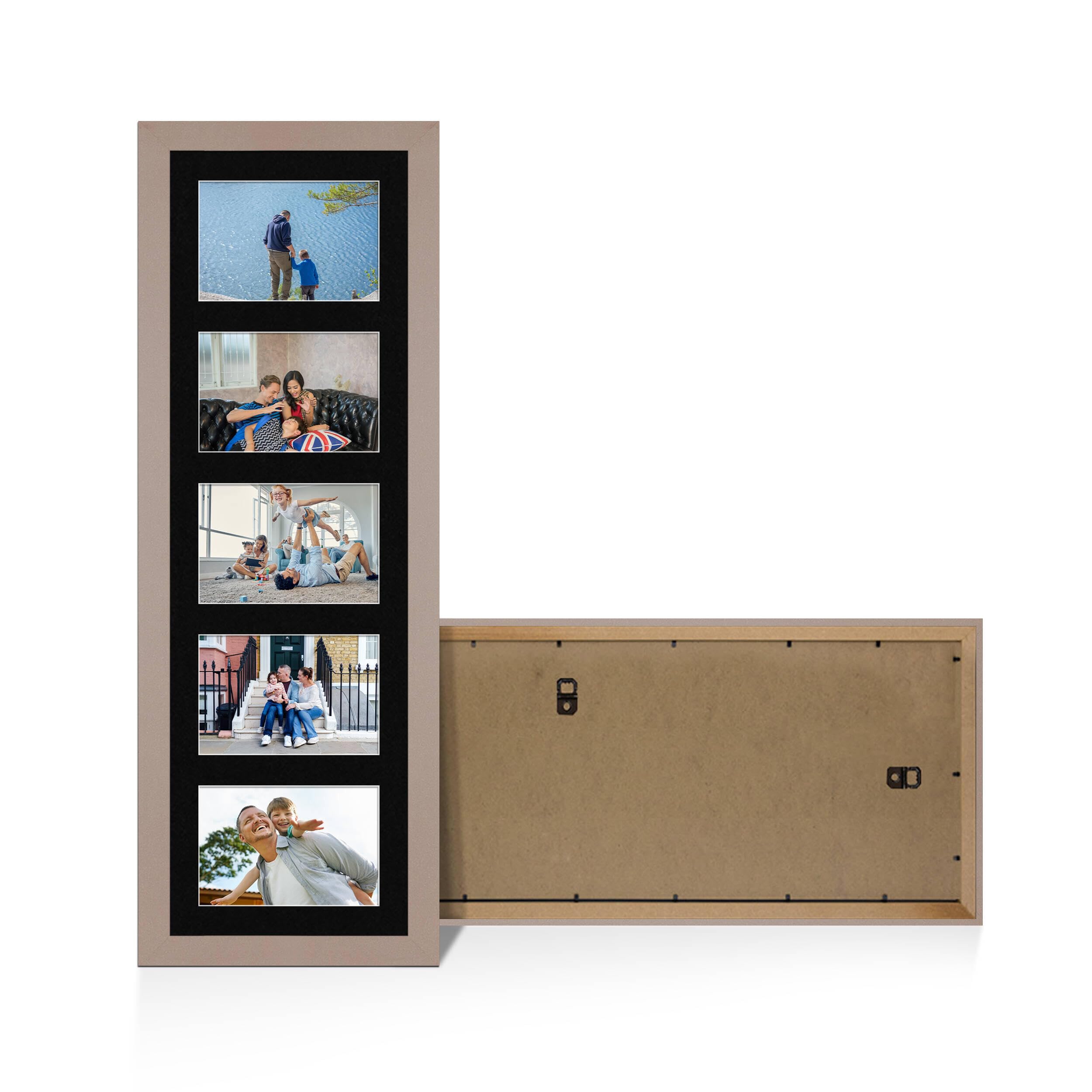 Alison Kingsgate Rose Gold 26x8 Photo frames for multiple pictures -5 Apertures Collage Frame with Black Mount - Holds (5x) 6x4 Photos - Engineered Wood & Perspex โ image 1