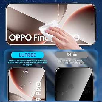 Lutree Cristal Templado para OPPO Find X9 Pro, 2+2 Piezas Protector de Pantalla + Protector de Lente de Cámara, Dureza 9H HD Anti-Arañazos Vidrio Templado Película Protectora