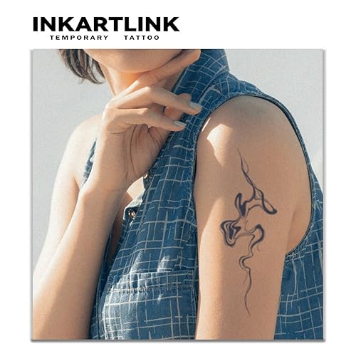 Miniatura 2 de INKARTLINK Tattoo Tech, 2 hojas grandes de tatuaje semipermanente, tatuajes temporales de diseño artístico para adultos, dura de 1 a 2 semanas,