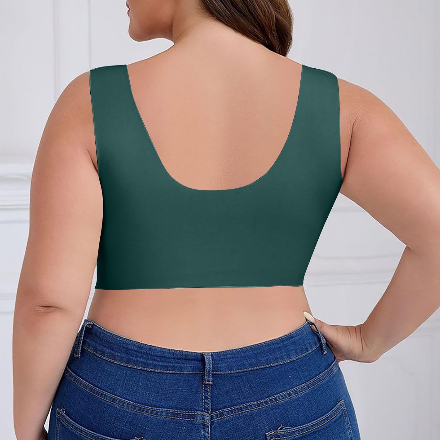 Bra for Seniors Front Closure Breathable Push Up Bras Wireless Support No Underwire Daisy Bra Deep V Neck Bralettes