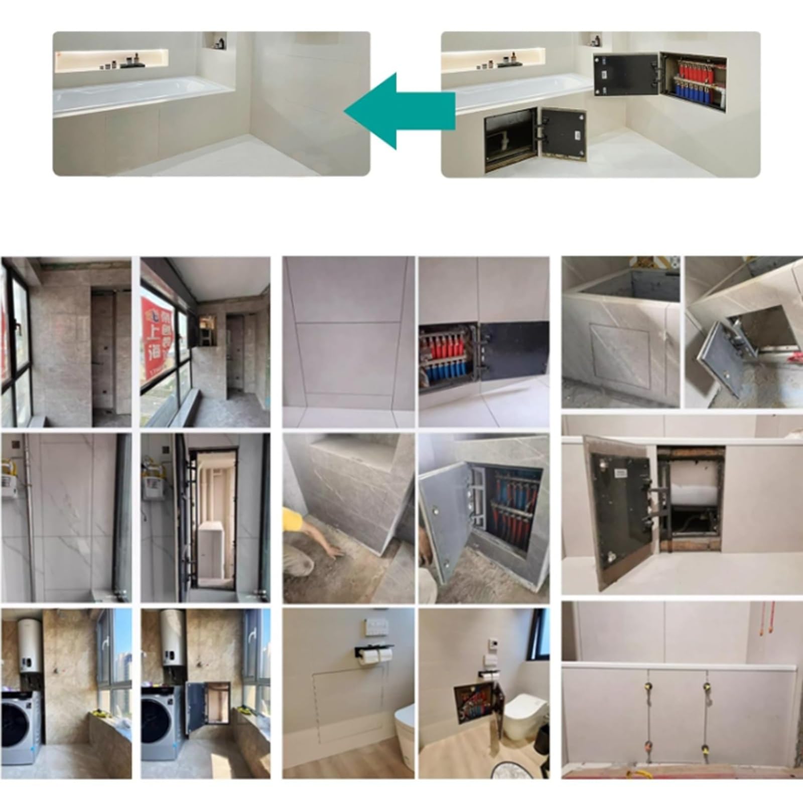 Pannello di accesso a parete per piastrelle nascoste, porta di servizio invisibile per impianti idraulici e riscaldamento, accesso a muro a secco e piastrelle da 15 a 60 cm, facile installazione