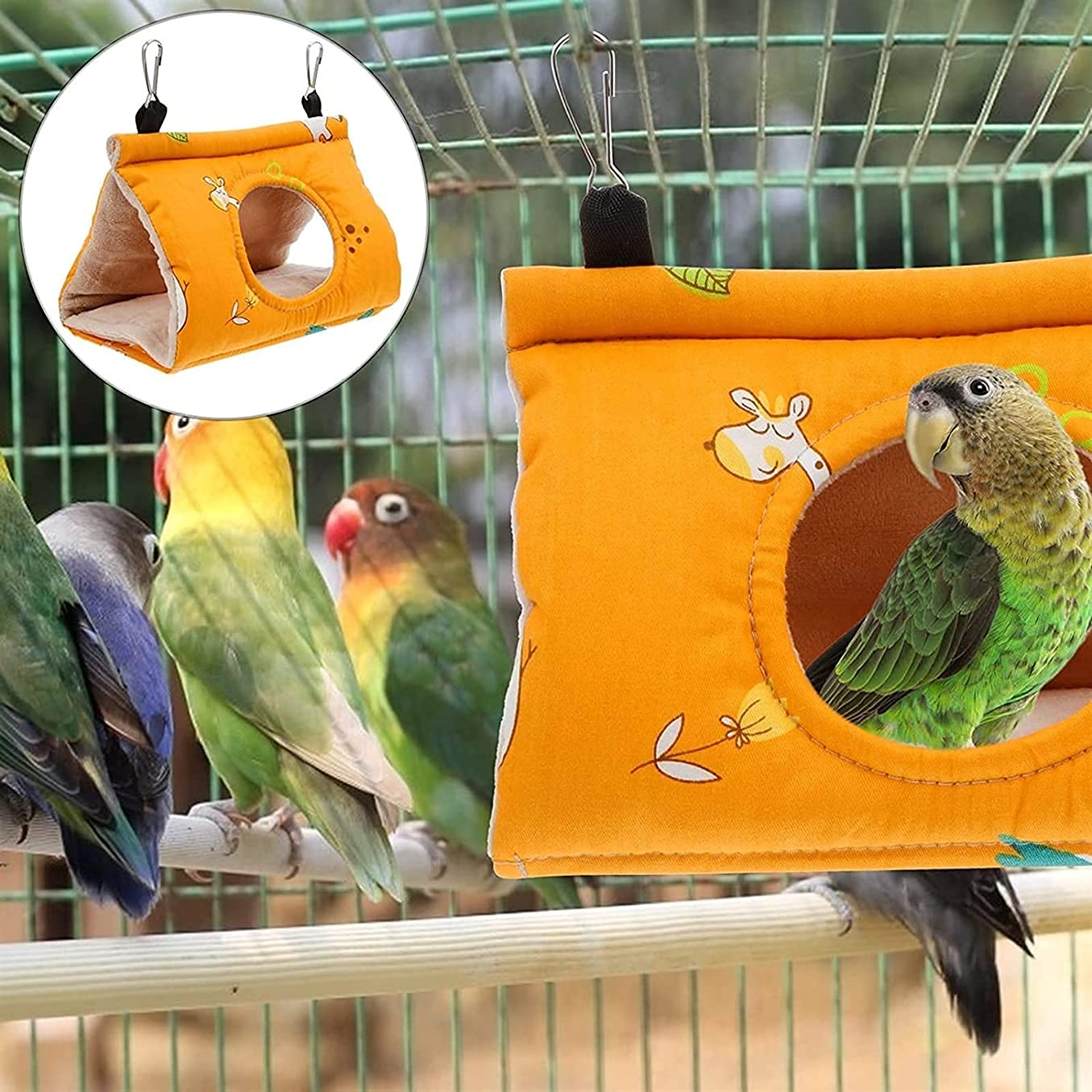 Nido de Loro Nidos de Pájaros Hamaca de Aves Nido de Loro Hamaca Jaula Colgante Moda Triángulo Algodón Pájaro Colgante Cueva Jaula Invierno Cálido Nido de algodón 914