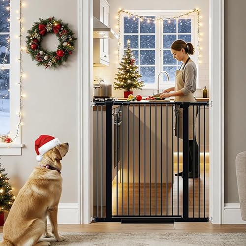 Puerta de bebé extra alta de 41 pulgadas con puerta, puertas de perro de 29.6 a 40.5 pulgadas de ancho para puertas, escaleras, puerta grande para