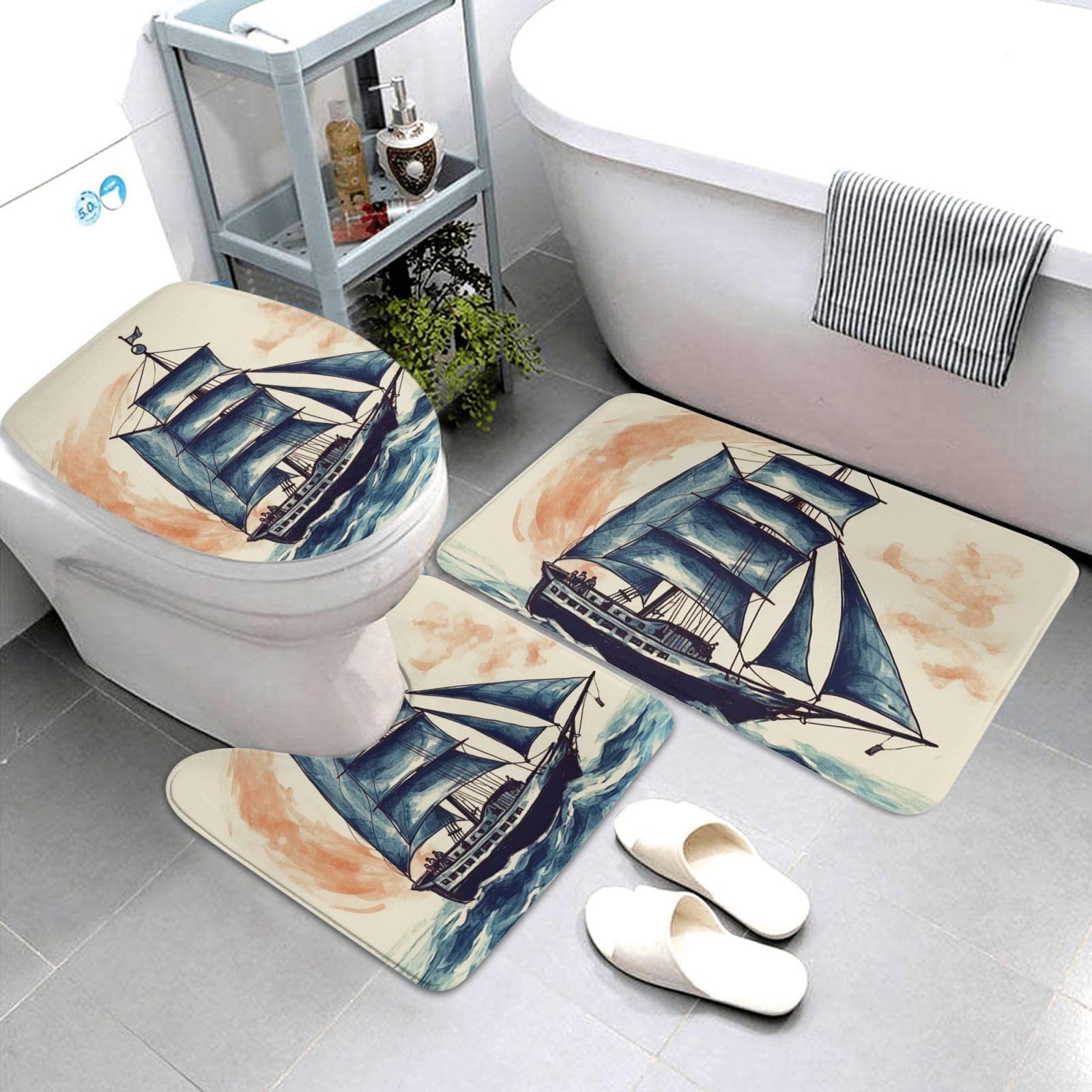 Tapis de bain antidérapants et lavables : lot de 3 sécurité douche