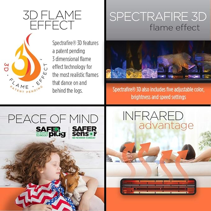 ClassicFlame 28 pulgadas Chimenea Eléctrica Infrarroja 3D miniatura 6