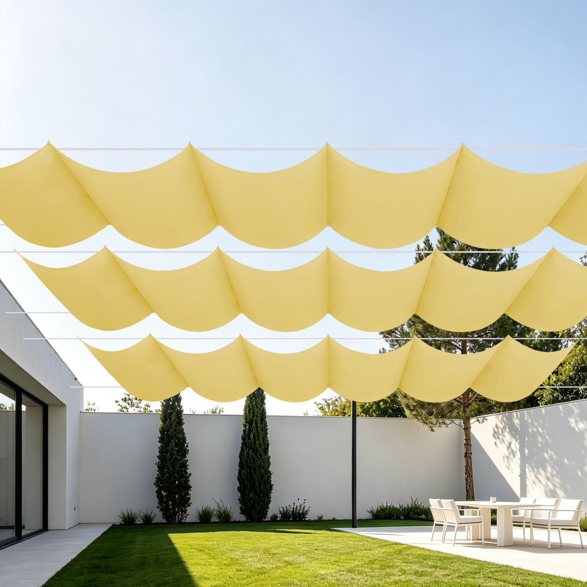 Voile d'ombrage rétractable pour terrasse et pergola de jardin