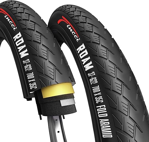 Fincci Par de neumáticos plegables 37-622 de 700x35c con protección antipuntura de 0.039 in para ciclo, carretera, montaña, MTB, híbrida, turismo,