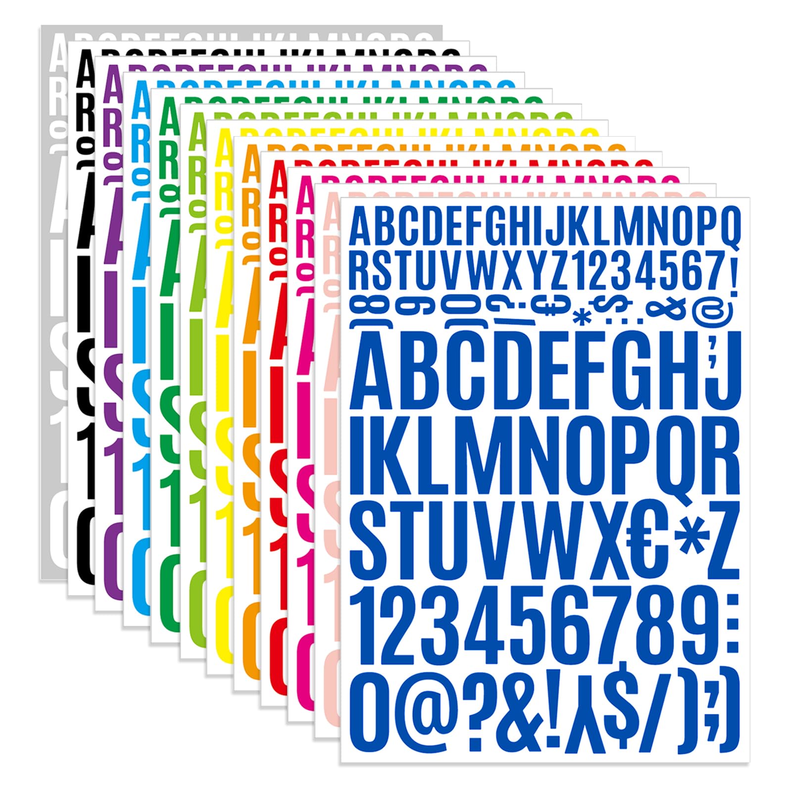 1224 Letter Stickers 12 Sheets Alphabet Stickers 0.8-1.6 InchVinyl Self-Adhesive Number Alphabet Vinyl Stickers, Mailbox Numbers Labels DIY Crafts Art Making, Decals for Sign,Notebook,Classroom Decor