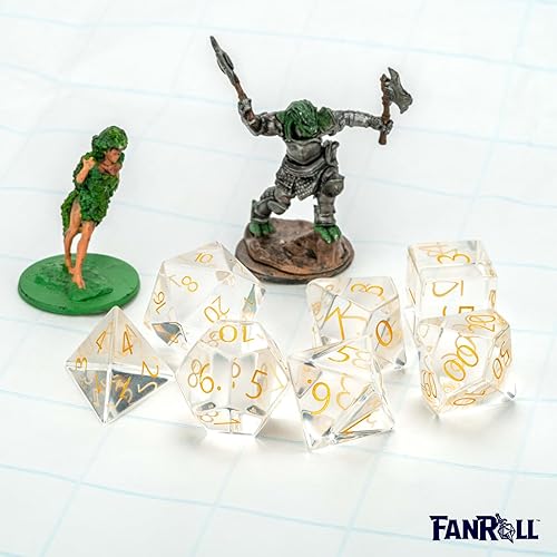 Miniatura 6 de FanRoll by Metallic Dice Games - Juego de dados DND de 0.630 in con piedra natal de polietileno zafiro de septiembre grabado, dados de juego de rol