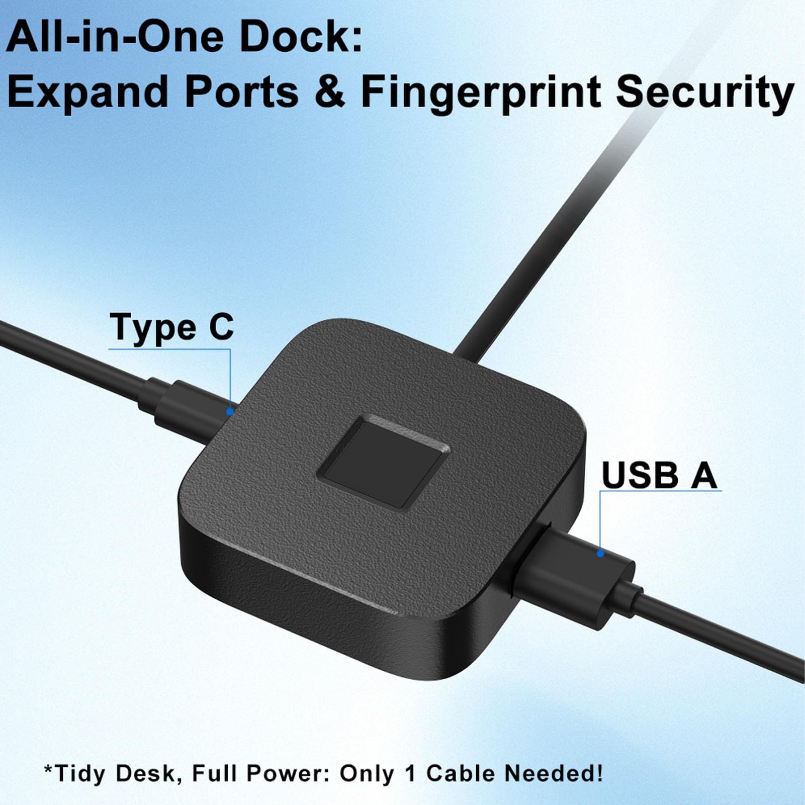 Fockety USB-Fingerabdruckleser, Berührungsschnell Passender Biometrischer Fingerabdruckscanner mit 360-Grad-Erkennung und Selbstlernendem Algorithmus, für 10 11 PC-Laptop (Black)