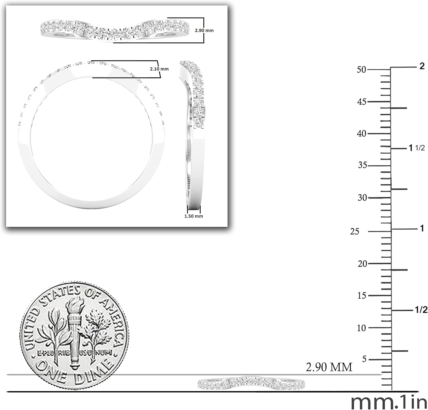 Dazzlingrock Collection 0.20 Ctw Round White Natural Diamond Ladies Anniversary Contour Wedding Band 1/5 CT, Sterling Silver