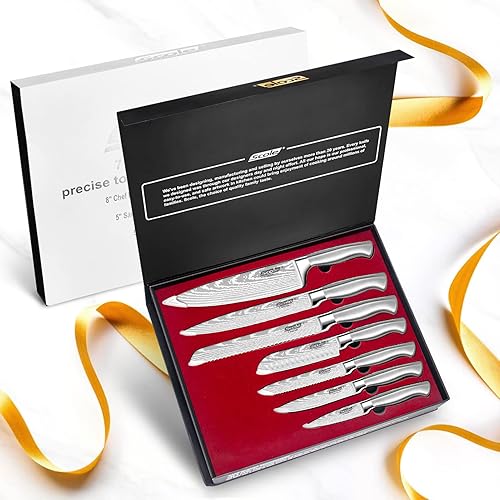 Miniatura 8 de SCOLE Juego de cuchillos para chef, juego de cuchillos de cocina ultra afilados, 7 piezas (mango triple remache) + juego de cuchillos de cocina