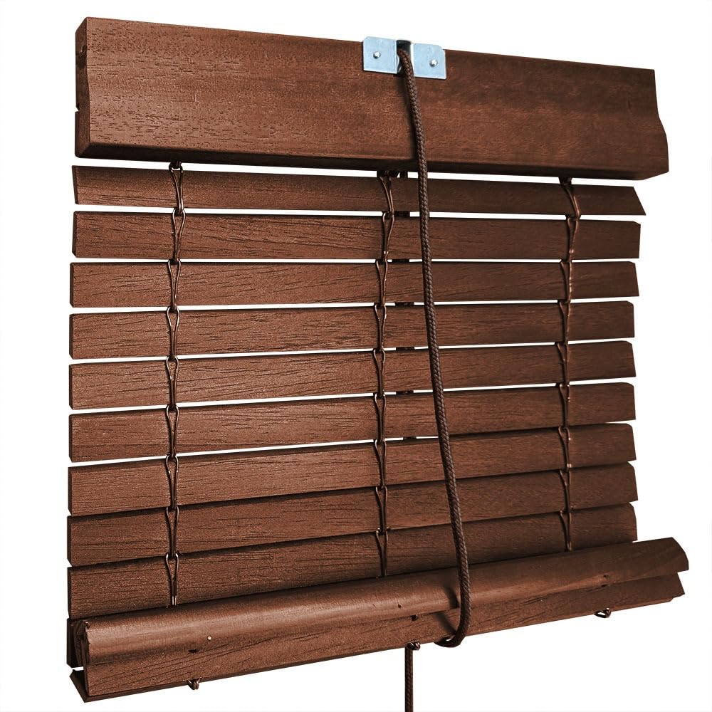 Persiana Alicantina Madera Exterior a Medida | Acabado natural, protección solar, enrollable para puertas y ventanas. Medida: An74x120Alt. Color: Avellana