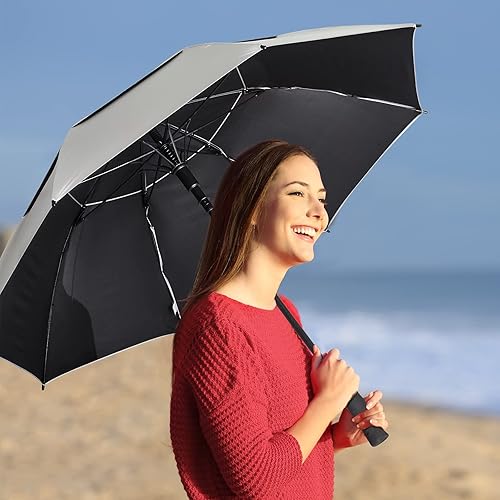 Miniatura 2 de G4Free Paraguas de golf con protección UV de 47/54/62/68 pulgadas, con apertura automática, doble toldo con ventilación de gran tamaño, extra