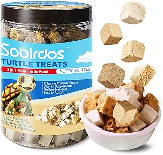 Sobirdos Turtle Treats, 3-in-1 Meat Turtle Food, Fresh Meat, Chicken/Duck/Fish Freeze Dried, Enriched Protein + Vitamins, 90 g (S, Chicken) product image