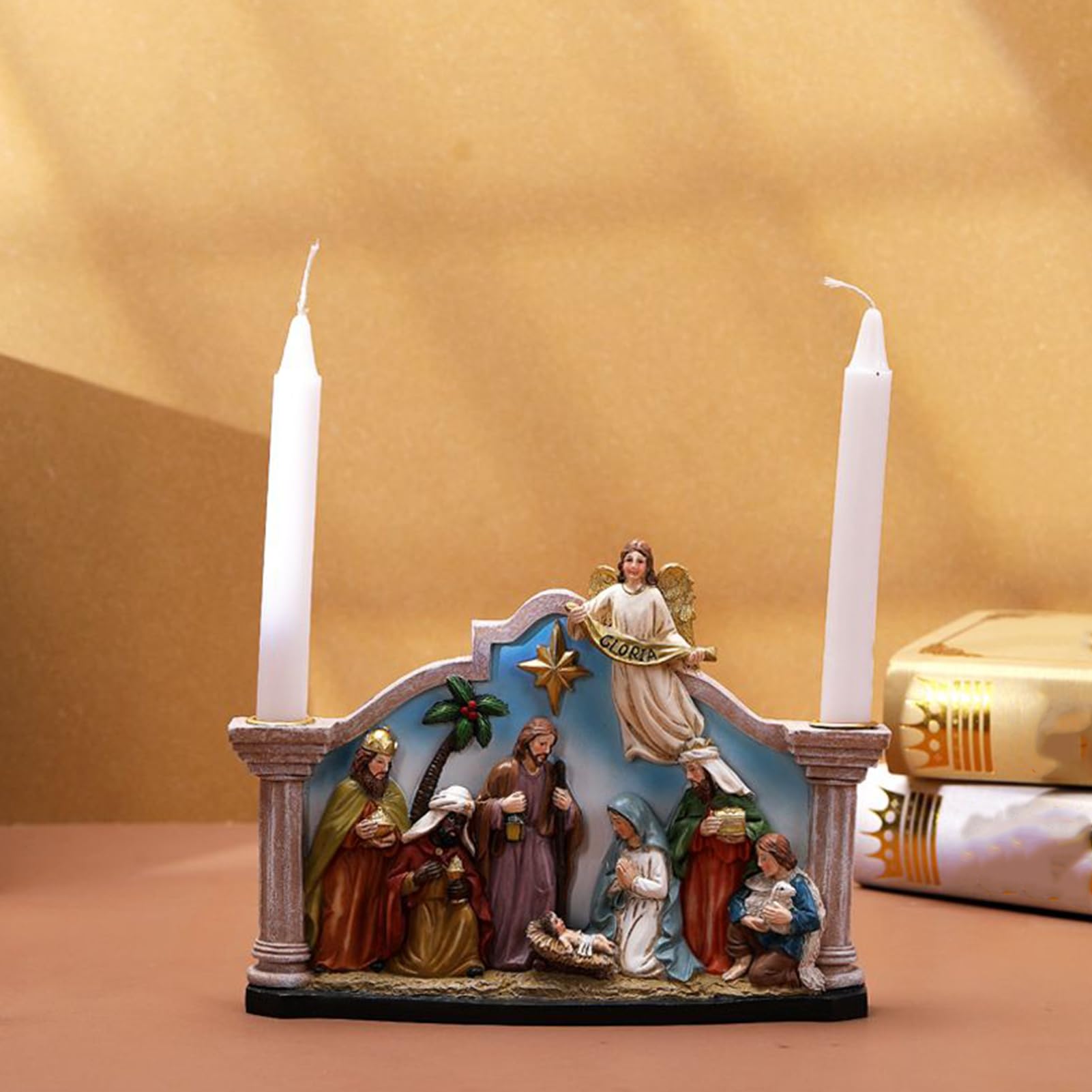 Portabvelas Navideño Candelabro de Navidad Estatuilla