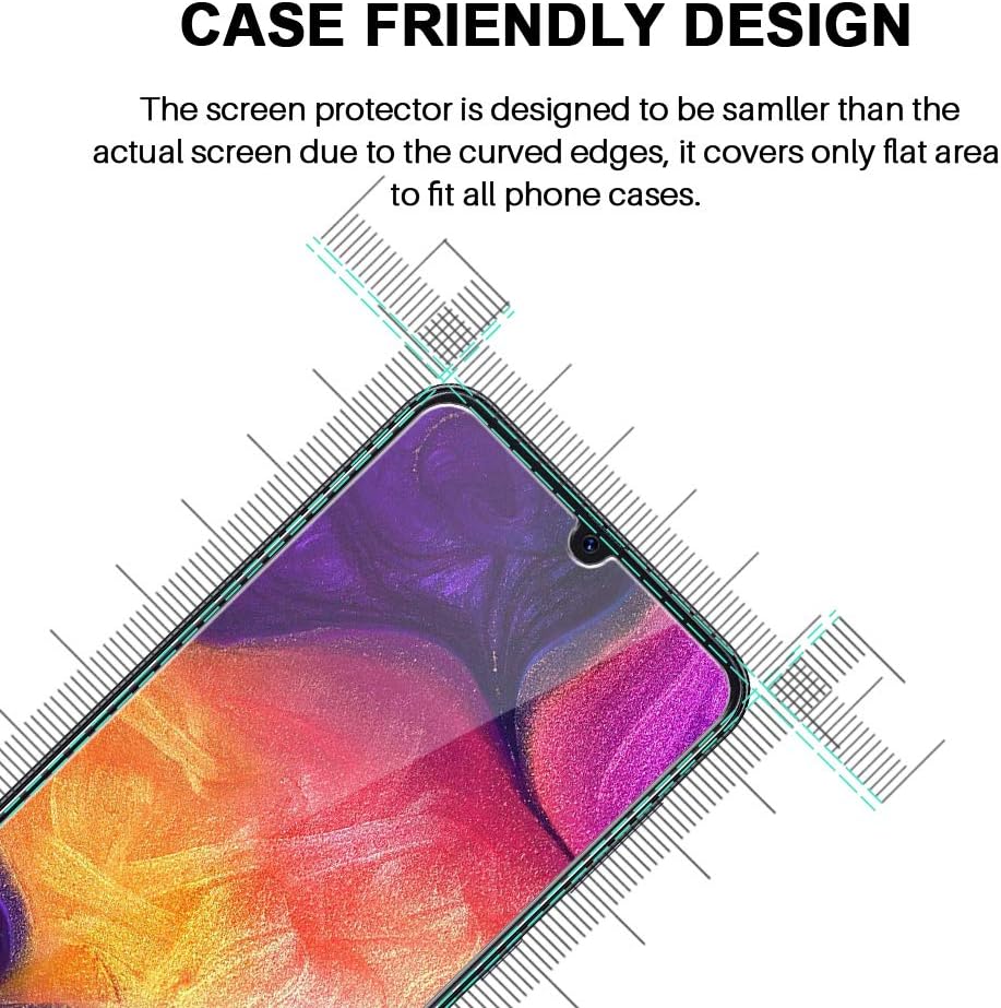 MP-MALL [3-Pack] Screen Protector For Samsung Galaxy A50, [Alignment Frame Easy Installation] [Tempered Glass] Case Friendly