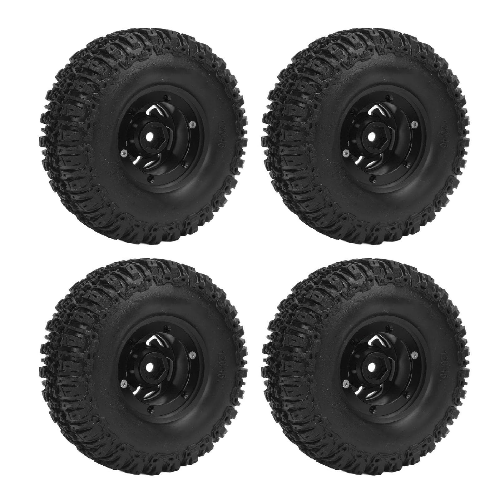 Generic Zestaw Opon do kół Gąsienicowych RC Trwała Piasta ze Stopu Aluminium Stylowy Samochód RC 4 szt. dla Entuzjastów Jazdy 120x46mm (BLACK)
