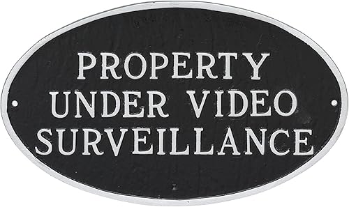 Montague Metal Products Property Under - Placa de declaración de videovigilancia, color negro con letra plateada, 6 x 10 pulgadas
